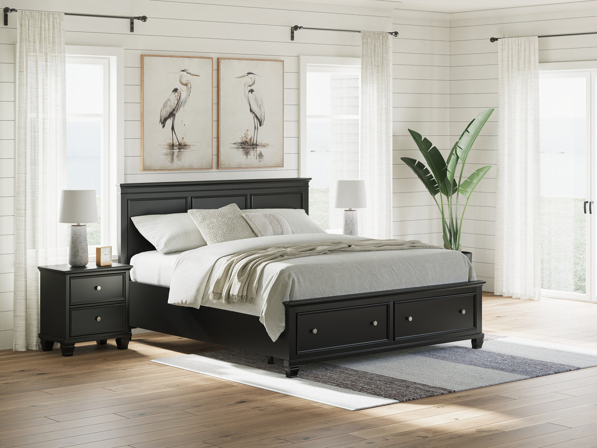 Lanolee California King Panel Storage Bed with Dresser and Chest in Black from Ashley Furniture - Luna Furniture