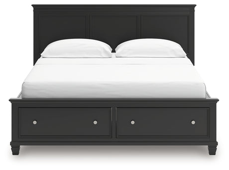 Lanolee California King Panel Storage Bed with Dresser and Nightstand in Black from Ashley - Luna Furniture