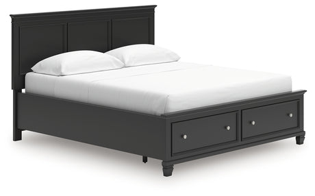 Lanolee California King Panel Storage Bed with Dresser and Nightstand in Black from Ashley - Luna Furniture