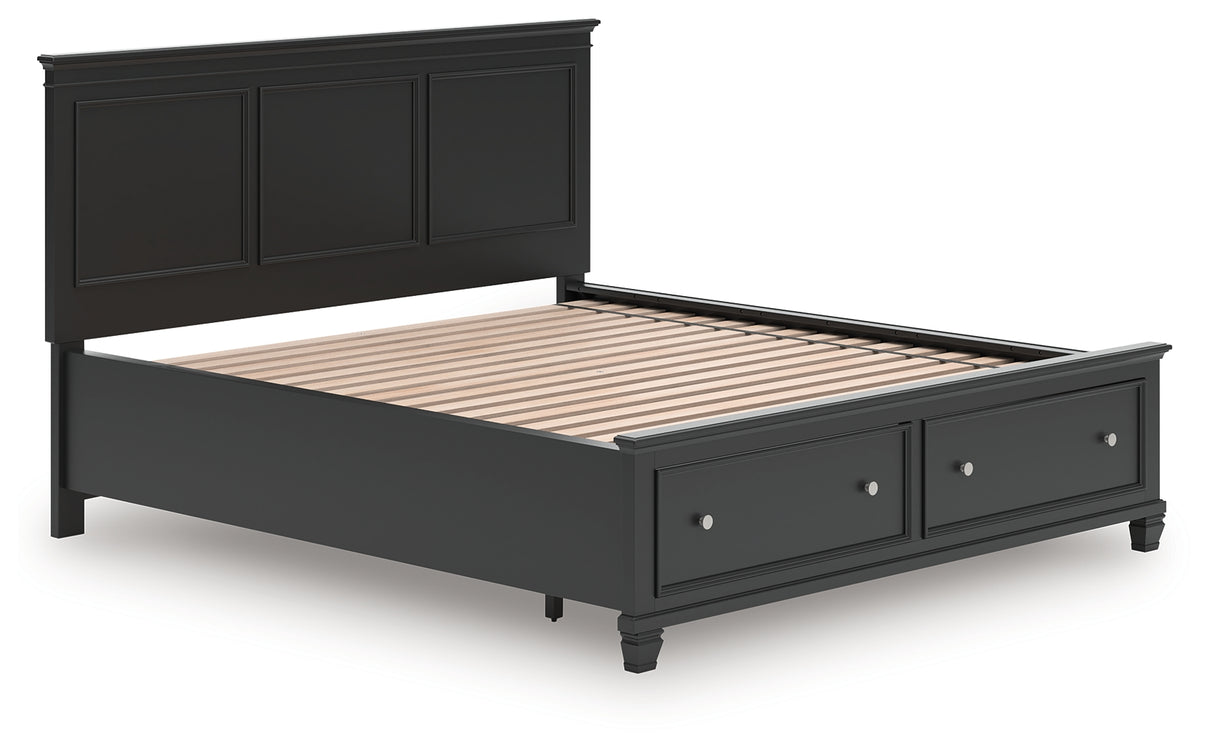 Lanolee California King Panel Storage Bed with Dresser in Black from Ashley - Luna Furniture