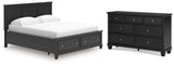 Lanolee California King Panel Storage Bed with Dresser in Black from Ashley - Luna Furniture