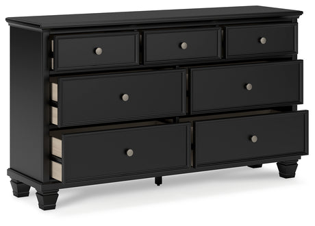 Lanolee California King Panel Storage Bed with Dresser in Black from Ashley - Luna Furniture