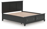 Lanolee California King Panel Storage Bed with Mirrored Dresser in Black from Ashley - Luna Furniture