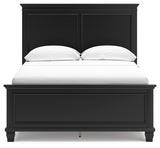 Lanolee Full Panel Bed with Mirrored Dresser and 2 Nightstands in Black from Ashley - Luna Furniture