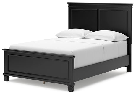 Lanolee Full Panel Bed with Mirrored Dresser and 2 Nightstands in Black from Ashley - Luna Furniture