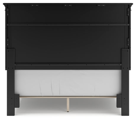 Lanolee Full Panel Bed with Mirrored Dresser, Chest and 2 Nightstands in Black from Ashley - Luna Furniture