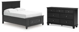Lanolee Full Panel Storage Bed with Dresser in Black from Ashley - Luna Furniture