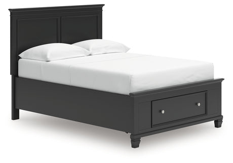 Lanolee Full Panel Storage Bed with Mirrored Dresser and Nightstand in Black from Ashley - Luna Furniture