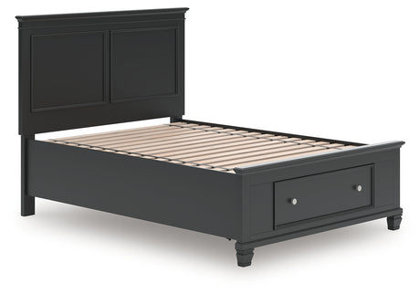 Lanolee Full Panel Storage Bed with Mirrored Dresser and Nightstand in Black from Ashley - Luna Furniture