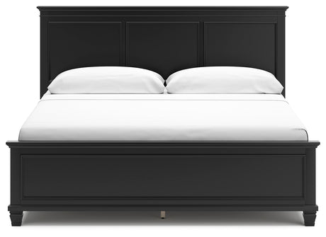 Lanolee King Panel Bed with Mirrored Dresser and 2 Nightstands in Black from Ashley - Luna Furniture