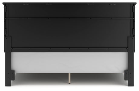 Lanolee King Panel Bed with Mirrored Dresser, Chest and 2 Nightstands in Black from Ashley - Luna Furniture