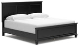 Lanolee King Panel Bed with Mirrored Dresser, Chest and 2 Nightstands in Black from Ashley - Luna Furniture