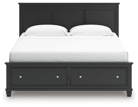 Lanolee King Panel Storage Bed with Dresser and Chest in Black from Ashley - Luna Furniture