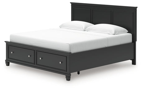 Lanolee King Panel Storage Bed with Dresser and Chest in Black from Ashley - Luna Furniture