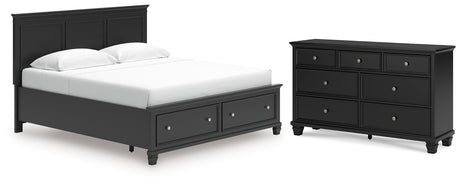 Lanolee King Panel Storage Bed with Dresser in Black from Ashley - Luna Furniture