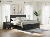 Lanolee King Panel Storage Bed with Dresser in Black from Ashley - Luna Furniture
