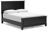 Lanolee Queen Panel Bed with Mirrored Dresser and Chest in Black from Ashley - Luna Furniture