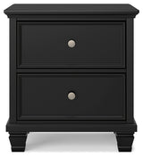 Lanolee Queen Panel Bed with Mirrored Dresser and Nightstand in Black from Ashley - Luna Furniture