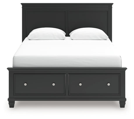 Lanolee Queen Panel Storage Bed with Dresser and Nightstand in Black from Ashley - Luna Furniture