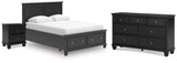 Lanolee Queen Panel Storage Bed with Dresser and Nightstand in Black from Ashley Furniture - Luna Furniture