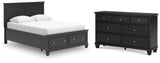 Lanolee Queen Panel Storage Bed with Dresser in Black from Ashley - Luna Furniture