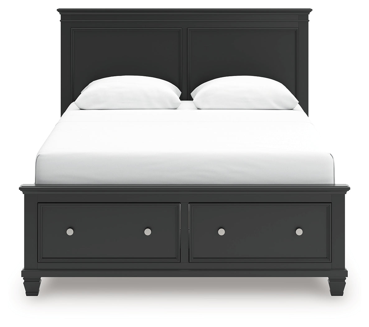 Lanolee Queen Panel Storage Bed with Mirrored Dresser and Nightstand in Black from Ashley Furniture - Luna Furniture