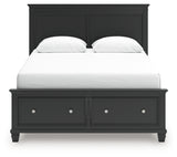 Lanolee Queen Panel Storage Bed with Mirrored Dresser and Nightstand in Black from Ashley Furniture - Luna Furniture