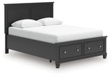 Lanolee Queen Panel Storage Bed with Mirrored Dresser and Nightstand in Black from Ashley Furniture - Luna Furniture