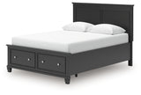 Lanolee Queen Panel Storage Bed with Mirrored Dresser and Nightstand in Black from Ashley Furniture - Luna Furniture