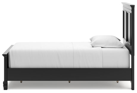 Lanolee Twin Panel Bed with Mirrored Dresser and Nightstand in Black from Ashley Furniture - Luna Furniture