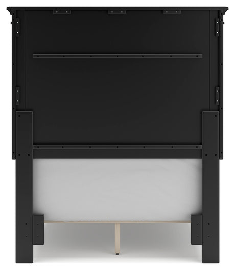 Lanolee Twin Panel Bed with Mirrored Dresser and Nightstand in Black from Ashley Furniture - Luna Furniture