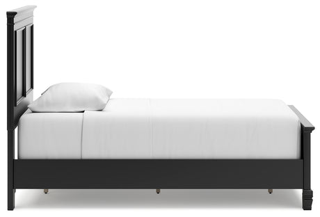 Lanolee Twin Panel Bed with Mirrored Dresser and Nightstand in Black from Ashley Furniture - Luna Furniture