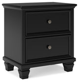 Lanolee Twin Panel Bed with Mirrored Dresser and Nightstand in Black from Ashley Furniture - Luna Furniture