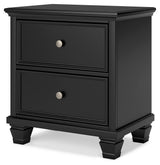Lanolee Twin Panel Bed with Mirrored Dresser and Nightstand in Black from Ashley Furniture - Luna Furniture