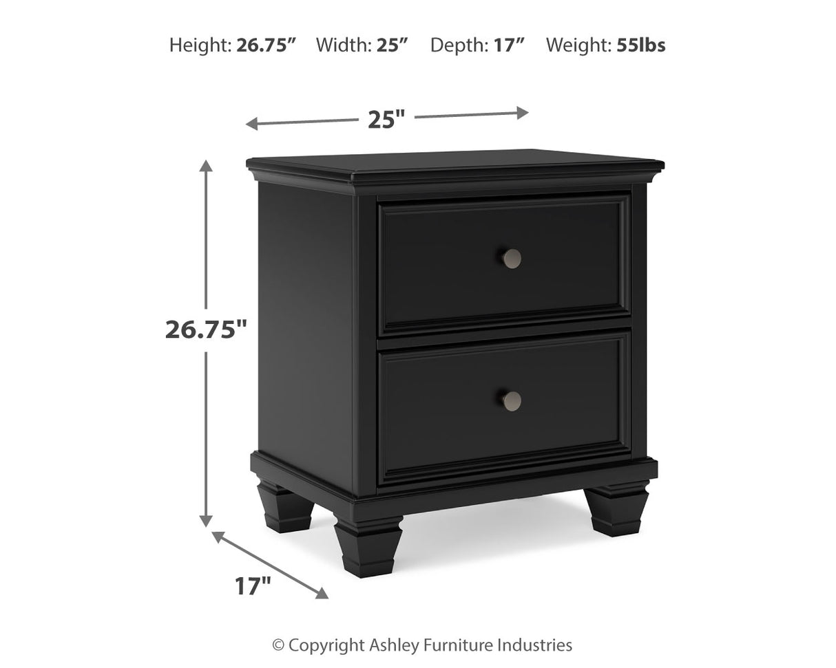 Lanolee Twin Panel Bed with Mirrored Dresser and Nightstand in Black from Ashley Furniture - Luna Furniture