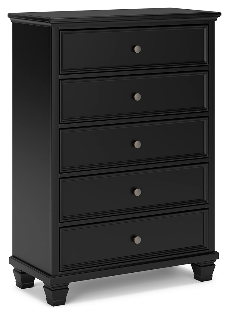 Lanolee Twin Panel Bed with Mirrored Dresser, Chest and Nightstand in Black from Ashley Furniture - Luna Furniture