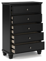 Lanolee Twin Panel Bed with Mirrored Dresser, Chest and Nightstand in Black from Ashley Furniture - Luna Furniture