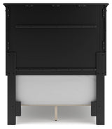 Lanolee Twin Panel Bed with Mirrored Dresser in Black from Ashley Furniture - Luna Furniture