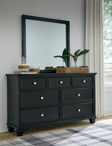 Lanolee Twin Panel Bed with Mirrored Dresser in Black from Ashley Furniture - Luna Furniture