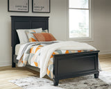 Lanolee Twin Panel Bed with Mirrored Dresser in Black from Ashley Furniture - Luna Furniture