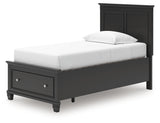 Lanolee Twin Panel Storage Bed with Mirrored Dresser and Nightstand in Black from Ashley Furniture - Luna Furniture