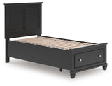 Lanolee Twin Panel Storage Bed with Mirrored Dresser in Black from Ashley - Luna Furniture