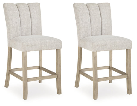 Larawyn Bisque Counter Height Barstool, Set of 2 from Ashley - Luna Furniture