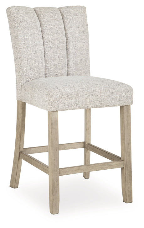 Larawyn Bisque Counter Height Barstool, Set of 2 from Ashley - Luna Furniture