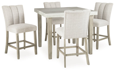 Larawyn Bisque Counter Height Dining Table and 4 Barstools from Ashley - Luna Furniture