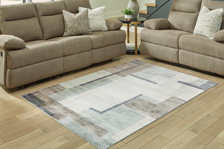 Larkport Cream/Brown/Gray Washable Medium Rug from Ashley - Luna Furniture