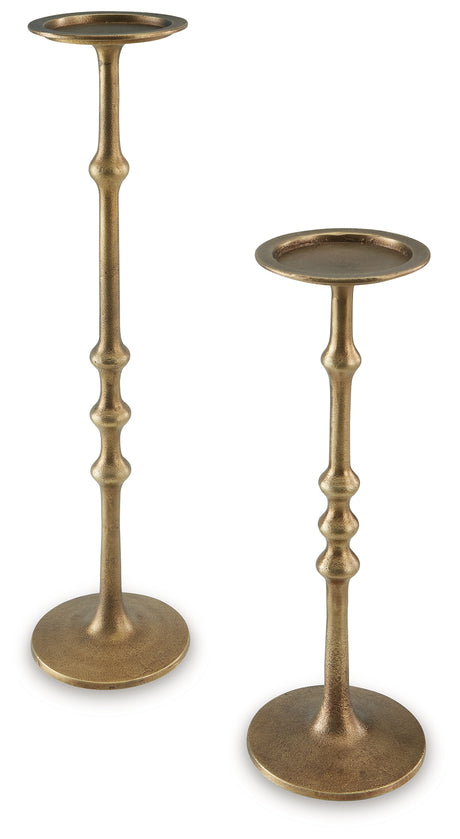 Larwick Antique Brass Finish Candle Holder from Ashley - Luna Furniture