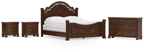 Lavinton California King Poster Bed with Dresser and 2 Nightstands in Brown from Ashley - Luna Furniture