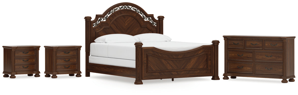Lavinton King Poster Bed with Dresser and 2 Nightstands in Brown from Ashley - Luna Furniture