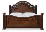 Lavinton King Poster Bed with Mirrored Dresser and 2 Nightstands in Brown from Ashley - Luna Furniture